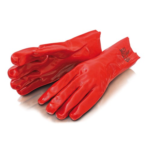 Pracovní rukavice XL bavlněné potažené PVC, červené
